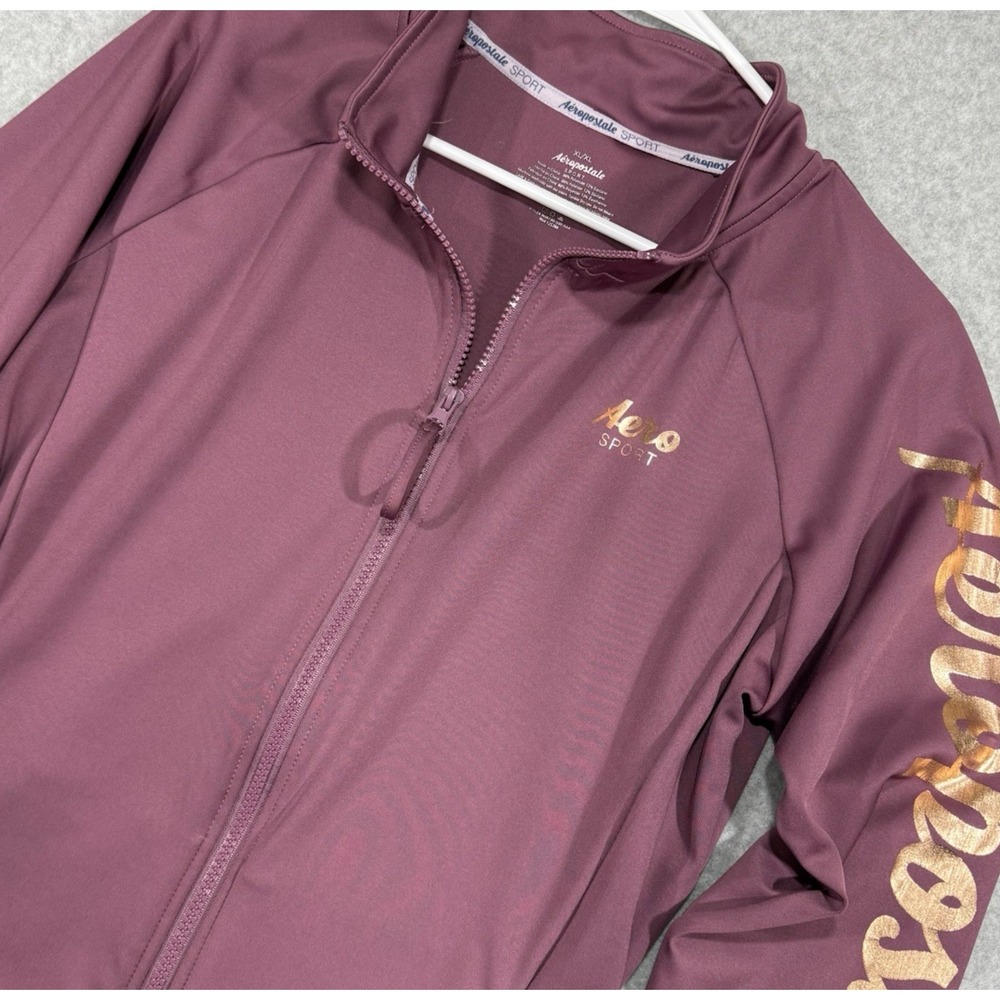 Aéropostale Sport Jacket Women's‎ Size XL Purple Pockets Thumb Holes Full Zip
